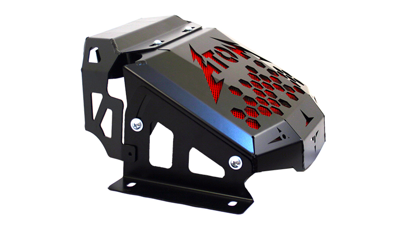 Вынос радиатора со шноркелем на Yamaha Grizzly 700  квант с красной сеткой